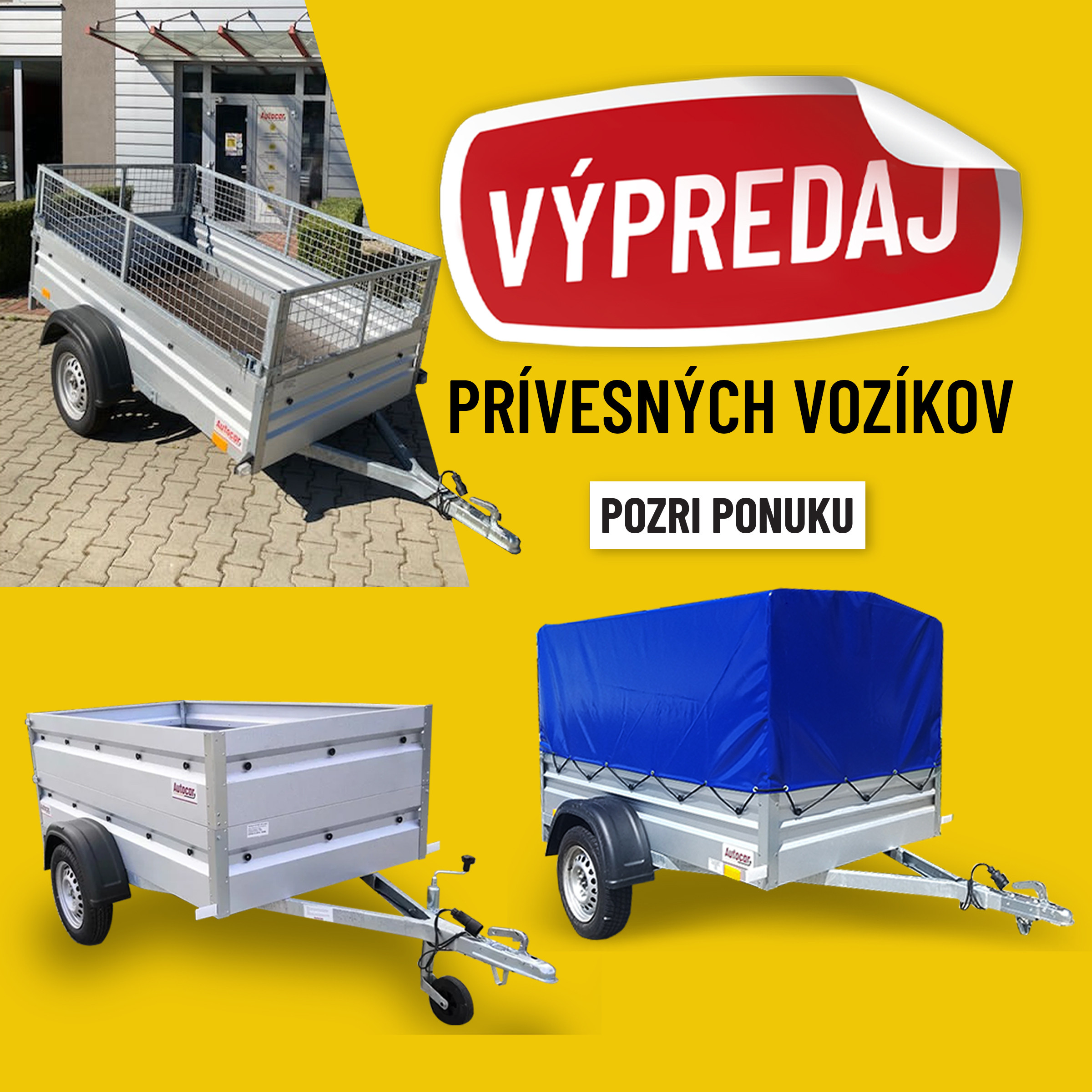 výpredaj prívesných vozíkov